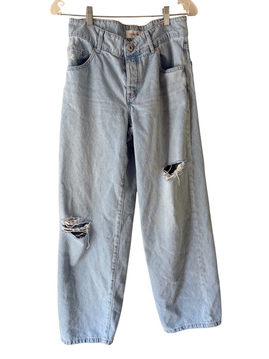 Outland denim Denim - Outland Denim 26W light wash distressed baggy wide leg organic cotton jeans